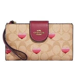 Coach Tan and Pink Heart Wallet